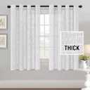 H.VERSAILTEX Linen Blended Curtains - Natural Linen Textured, Light Filtering Nickel Grommet Curtains for Living Room & Bedroom, 2 Panel Sets, Privacy Added, 52inx63in, White