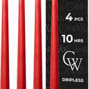 CANDWAX 12 inch Red Taper Candles Set of 4 - Dripless and Long Burning Red Candlesticks - Perfect as Christmas Candlesticks for Dinner or Holiday Home Decor - Christmas Candle Sticks