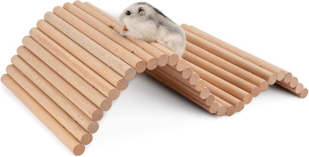 Niteangel Hamster Climbing Ladder Wooden Suspension Bridge for Guinea Pigs Rats Hedgehog Gerbils Mouse Sugar Glider and Other Small Animals (Medium) (15.7" x 7.9")