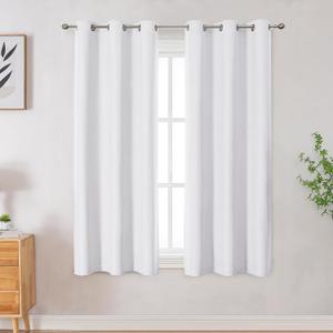 OVZME 100% Blackout Curtains 63 inch Long 2 Panels for Living Room, Greyish White Blackout Curtains Thermal Insulated Draperies, Heat and Full Light Blocking Panels for Bedroom, 2x40Wx63L, Grommets