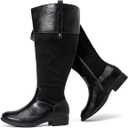 Luoika Women's Extra Wide Calf Knee High Boots, Plus Size Wide Width Knee-High Boots Winter Fall Low Heel Ridding Boots (Black, 8 X-Wide)