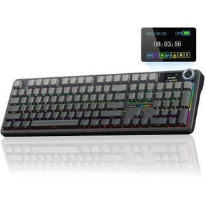 AULA F108 PRO - Wireless Mechanical Keyboard with Screen & Knob,Full Size Keyboard with 8000mAh Battery,Pre-lubed Switches,Side Printed PBT Keycaps,RGB Backlit Hot Swappable Custom Gaming Keyboards