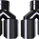 2-Pack Carbon Fiber Dual Exhaust Tips 3" Inlet to 3.5" Outlet, Universal Tailpipe 3 Inch Exhaust Muffler Tips (Gloss)