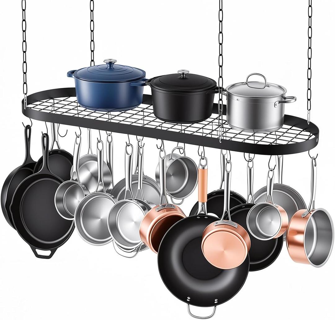 Nuanchu 48" Ceiling Pot Rack Hanging, 130 lb Capacity, 30 Hooks, Heavy Duty