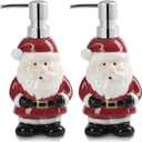 Soap Dispenser 2 Pack Red Ceramic Hand and Dish Soap Dispenser for Kitchen Bathroom