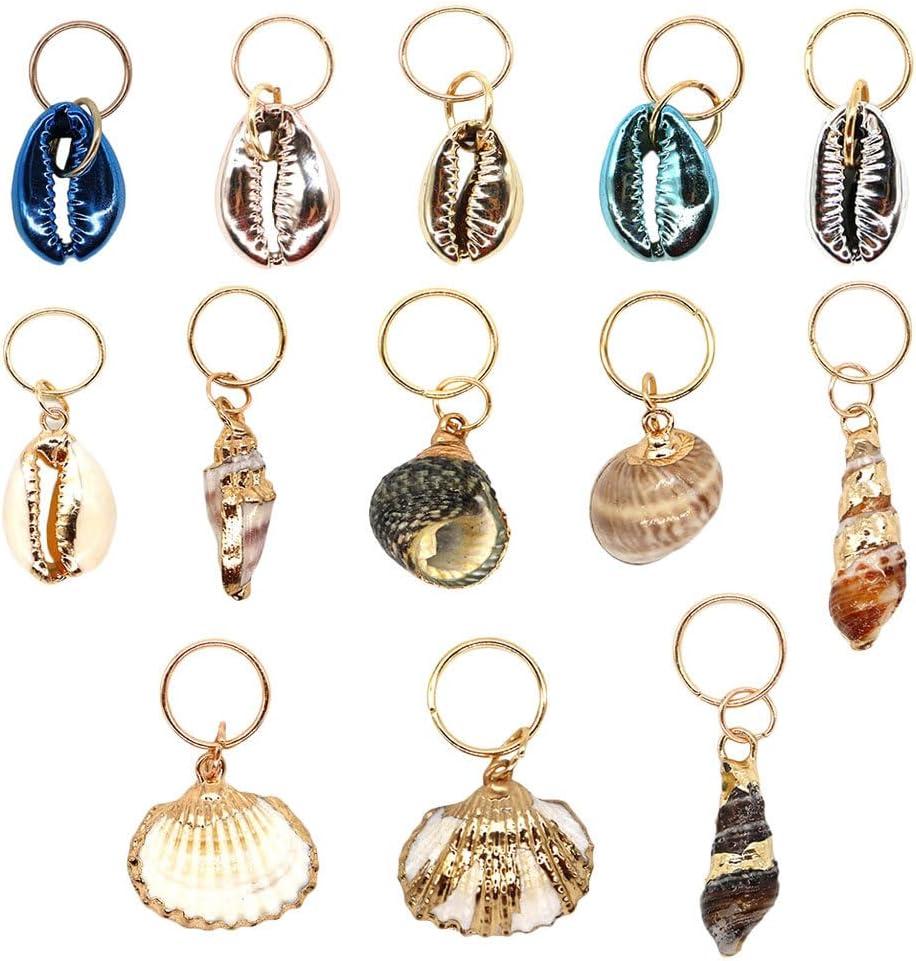 EXCEART Dreadlock Accessories 13pcs Hair Braid Rings Shell Headpiece Hair Clips Pendant Ocean Conch Seashell Enamel Charms Pendants for Diy Jewelry Making Jewelry Accessories
