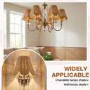 Glooglitter Small Clip-on Chandelier Rattan Lamps Set Shade Scalloped Lampshade 3"top x 6"bottom x 5-1/4"slant Height Empire Lamp Shade Chandelier or Accent Lamp(Paper Rope,Naturals,4 Pcs)
