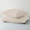 Queen Pillow Cases 4 Pcs,400 Thread Count Sateen Weave Cotton Queen Size Pillow Covers for Home/Hotel (Stripe-Ivory) (Striped Light Beige)