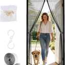 Magnetic Mesh Screen Door, Screen Door Mesh, Easy Install, Heavy-Duty Reinforced Mesh, Keep Bugs Out, Breeze in, Smooth Auto-Close, Pets & Kids Friendly, Hands-Free (Black 36inch*96inch)