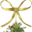 Large Gold Bow Christmas Tree Topper,9.4 Inch Metal Tree Topper, Gold Bow Christmas Decorations for Xmas Home Decor Holiday Party Indoor Outdoor Shop Office