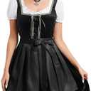 Yesfashion Womens German Dirndl Dress 2 Pieces Costumes for Traditional Beer Bavarian Oktoberfest Carnival Halloween (Small, Black)