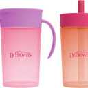 Dr. Brown's Milestones Straw to 360 Convertible Toddler Training Cup Set with Interchangeable Silicone Straw and 360 Degree Cup Lids, Pink Coral, 10 oz/300 mL, BPA-Free, 9m+, 2-Pack