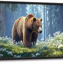 Large Bear Framed Wall Art Forest Bear Canvas Wall Decor Wild Animal Pictures Print Painting Artwork Home Decorations for Living Room Bedroom Office 36 x 24 inch