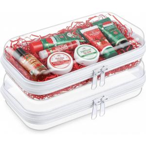 Ceenna 2 Pcs Clear Hard Shell Zipper Case Pouches Plastic Diaper Bag Organizer Travel Clear Toiletry Makeup Bag Toy Storage Pencil Case for Women(7.48 x 3.94 x 1.97 Inch)