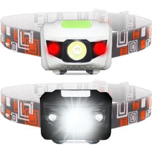 MENCH Headlamp for Kids & Adults,2 Packs Outdoor Camping Hiking Running Head lamp with White & Red Light, IPX4 Waterproof LED Headlight with Adjustable Headband,6 AAA Batteries Included