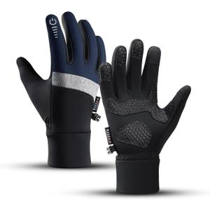 Winter Gloves, Lightweight Warm Touchscreen Gloves, Windproof Waterproof Anti-Slip, Suitable for Outdoor Cycling, Running, Hiking in Winter (Large, Navy Blue)