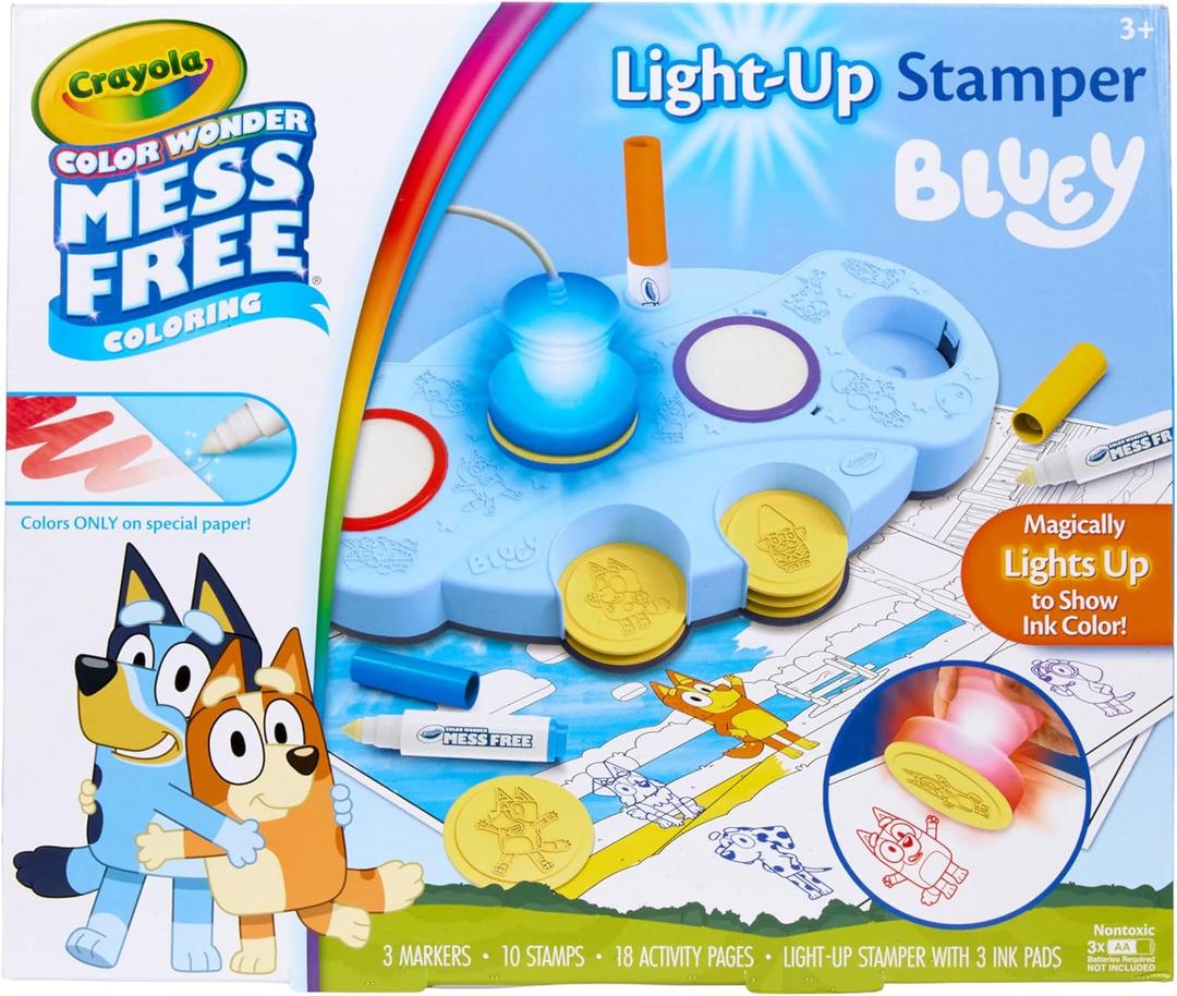 Crayola Magic Light Up Bluey Stamper Art Set, Toddler Mess Free Coloring & Stamping Kit, Essential Easter Basket Stuffer for Kids, Bluey Toys, Gifts for Ages 3, 4, 5