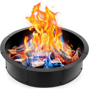 INNOSTAGE 36 Inch Fire Pit Ring (40 Inch Outer), Heavy Duty Steel Fire Ring for Outside, Large Round Fire Pit Insert, DIY Camping Fire Ring, Above or In-Ground, Black Carbon for Backyard Patio Bonfire