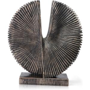 Modern Abstract Round Decorative Sculpture , Dining Living Room Desk Decor,Geometric Home Decor Statues,Shelf Top Decor Aesthetics,making it perfect for placing coffee tables or office shelves (12.4"bronze Colored)