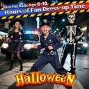 Police Officer Costume for Kids, Cop Costume Outfit Set with Accessories, Kids Halloween Costumes for Boys Girls, Police Costume Role Play Kit for Halloween Career Day