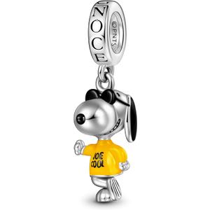 GNOCE Peanuts Snoopy Joe Cool Dangle Charm Bracelet for Women, S925 Sterling Silver Dangle Charms for Women Wife, Valentines Day, Mothers Day Jewelry