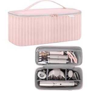 Lexeeco Travel Carrying Case for Hair Dryer Shark Flexstyle Dyson Airwrap Brush Hair Accessories Tools Storage Bag for Revlon Hairdryer Styler Organizer (Pink)