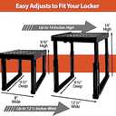Locker Organizer Shelf Adjustable Width and Height, Ideal Locker for School, Office, and Gym Lockers (Black 2 Pack), PLKSLF01