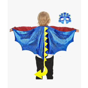 Dragon-Wings Costume for Kids Mask Dinosaur Dress Up Cape as Boys Girls Child Dino Birthday Party Favors Gifts Toys