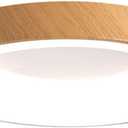 Round Close to Ceiling Lighting Modern LED Fixtures Minimalist Flush Mount Faux Wood Grain Ceiling Lights Beige Wood Grain Design Dimmable Ceiling Lamp for Bedroom, Hallway, Dining Room, 60CM