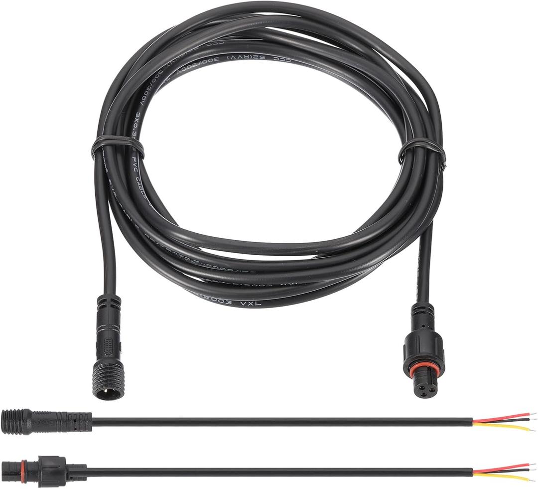 PATIKIL 9.84Ft 3 Pin Extension Cable Wire, 22AWG Waterproof IP67 Extension Cord with 7.87" Male Female Connector kit for Boat Car Truck Indoor/Outdoor Solar LED Strip Light, Black