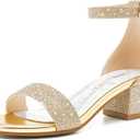 LAURMOSA Girls High Heels Sandal for Girls Open Toe Ankle Buckle Strap Dress Shoes for Little Big Kids in Wedding Party Block Chunky Pump Sandals Size 4