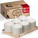 Candle Charisma White Pillar Candles Bulk Pack of 6  (3x4 Inch) Long-Lasting 70-Hour Burn, Dripless & Smokeless  Perfect for Hassle-Free Decor at Weddings, Fall Table Centerpieces & Special Events