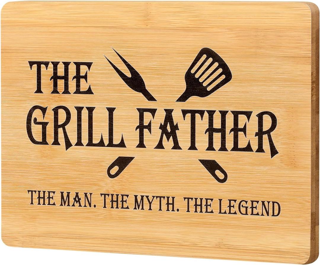 2 x Dad Gifts for Fathers Day, Dad Gifts from Daughter, Dad Birthday Gifts - The Grill Father Bamboo Cutting Board - Gifts for Dad Daddy, Best Gifts for Dad Fathers Day
