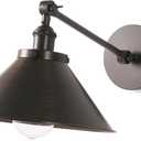 10 Inch Large Cone Vintage Adjustable Swing Arm Bronze Wall Sconce Antique Brass Sconce Light Aged Brass Industrial Wall Light Fixture for Kitchen, Living Room, Hallway, Office (Bulb Included)