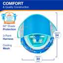 SwimWays Infant Spring Float, Baby Pool Float with Canopy & UPF Protection, Swim Training PFD, Swimming Pool Accessories for Babies 3-9 Months