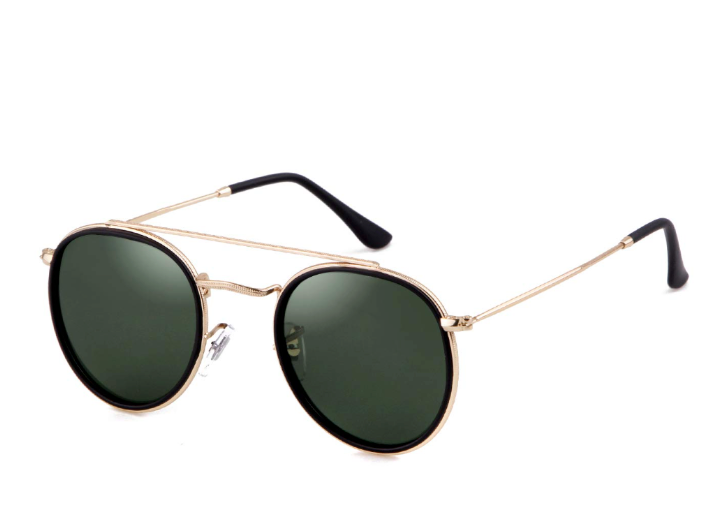 Retro Round Polarized Sunglasses UV400 Double Bridge Circle Sun Glasses PH2227