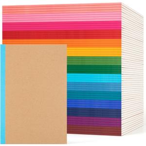60 Pack Lined Notebook Journals Bulk, A5 College Ruled Composition Notebook, 8.3x 5.5, Kraft Cover with Rainbow Spines, 15 Colors 60 Pages for School Office Travel