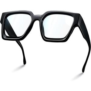 livho Oversized Blue Light Blocking Glasses for Woman Rectangle Fashion Glasses for Computer, Chic Preppy Frame, Black