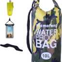 Waterproof Dry Bag Combo 5-30L Roll Top Dry Storage Bag Backpack for Kayaking Boating Beach Camping Travel Fishing, w/Phone Case & Collapsible Water Bottle  & Ear Band,Yellow 10L