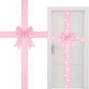 Spiareal Christmas Cabinet Door Ribbon Bow with LED Light Large Glowing Ribbon Christmas Wreath Bow Xmas Tree Festival Wrapping Decorations for Home Xmas Tree(Pink,15.75 x 12.99,Normal)
