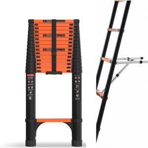 SINMEIRUN 20.3 FT Telescoping Ladder with Standoff Stabilizer, Aluminum Extension Ladder, 330 lbs Capacity, Multi-Purpose Collapsible Ladder for Home and Work; Orange