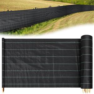 2ft x 100ft Silt Fence Black Silt Fence with 11 Wooden Stakes for Agricultural Fencing, Erosion Barrier, Durable PP Polypropylene Fabric