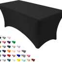 YOUR CHAIR COVERS Rectangular Spandex Tablecloth 6ft Fitted Wedding Event Patio Decorations Elastic Fabric Stretch Cover for Folding Table (Black)