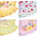 Floral Tea Party Napkins, 100 pcs Scalloped Guest Paper Napkins for Wedding Bridal Shower Baby Shower Tea Party Decorations