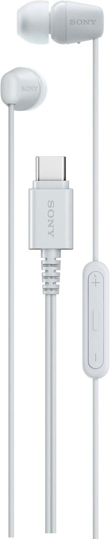 Sony IER-EX15C USB-C Plug, Wired in-Ear Headphones for iPhone and Android Phones, with Built-in Multi-Function Button, Volume and Mic Control, Supports USB Audio Class 1.0 Devices, White