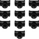 GeilSpace Tee, Malleable Iron Pipe Fittings - Vintage DIY Industrial Shelving, Industrial Decor, Furniture DIY (3/4", Black) (0.75 Inch)