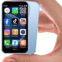 Mini Phone 3.0" Unlocked Mini Smartphone for Kids World's Smallest Cell Phone Quad Core Dual Sim Card Face ID Android Compact Small Mobile Phones for Student Pocket 2GB+16GB Blue