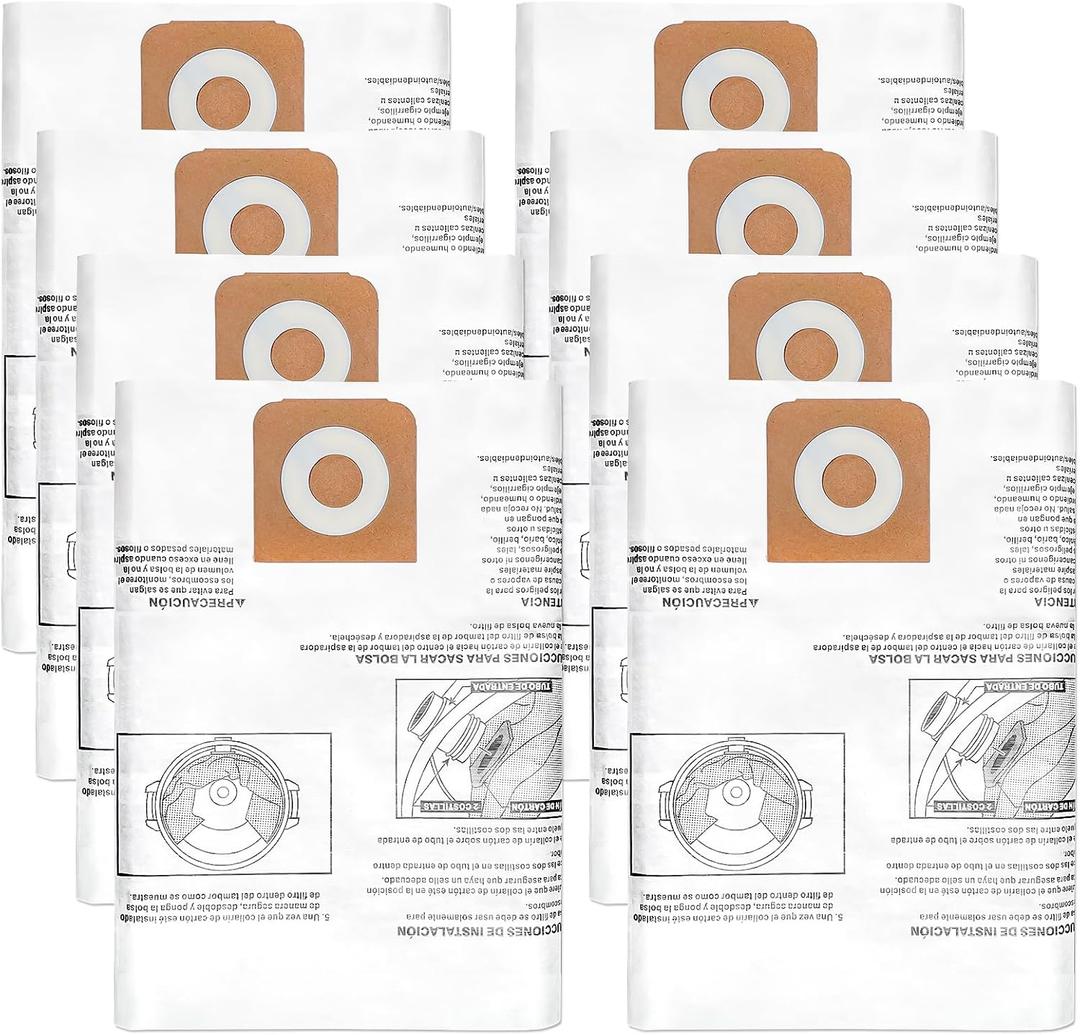 8 Pack CMXZVBE38749 Vacuum Dust Bags Replacement for CRAFTSMAN 16-20 Gallon Wet/Dry Shop Vac Bags: CMXEVBE17595, CMXEVBE17596, Part# 38749