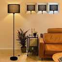 Black Floor Lamps for Living Room Bedroom, Bright Modern Standing Lamp, Black Lampshade, 59" Tall, Footswitch, Simple Reading Floor Lamps Corner Light for Office/Den/Kids Room, E26 FLoor Lamp(No Bulb)