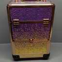 CHANNCASE Rolling train case with drawer Makeup rolling Cosmetic organizer Makeup traveling case Makeup trolley (colorful with gold)